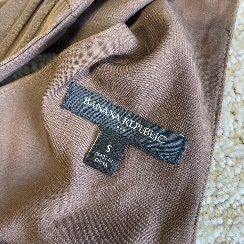 Banana Republic Satin Ruched Maxi Dress Brown Size Small